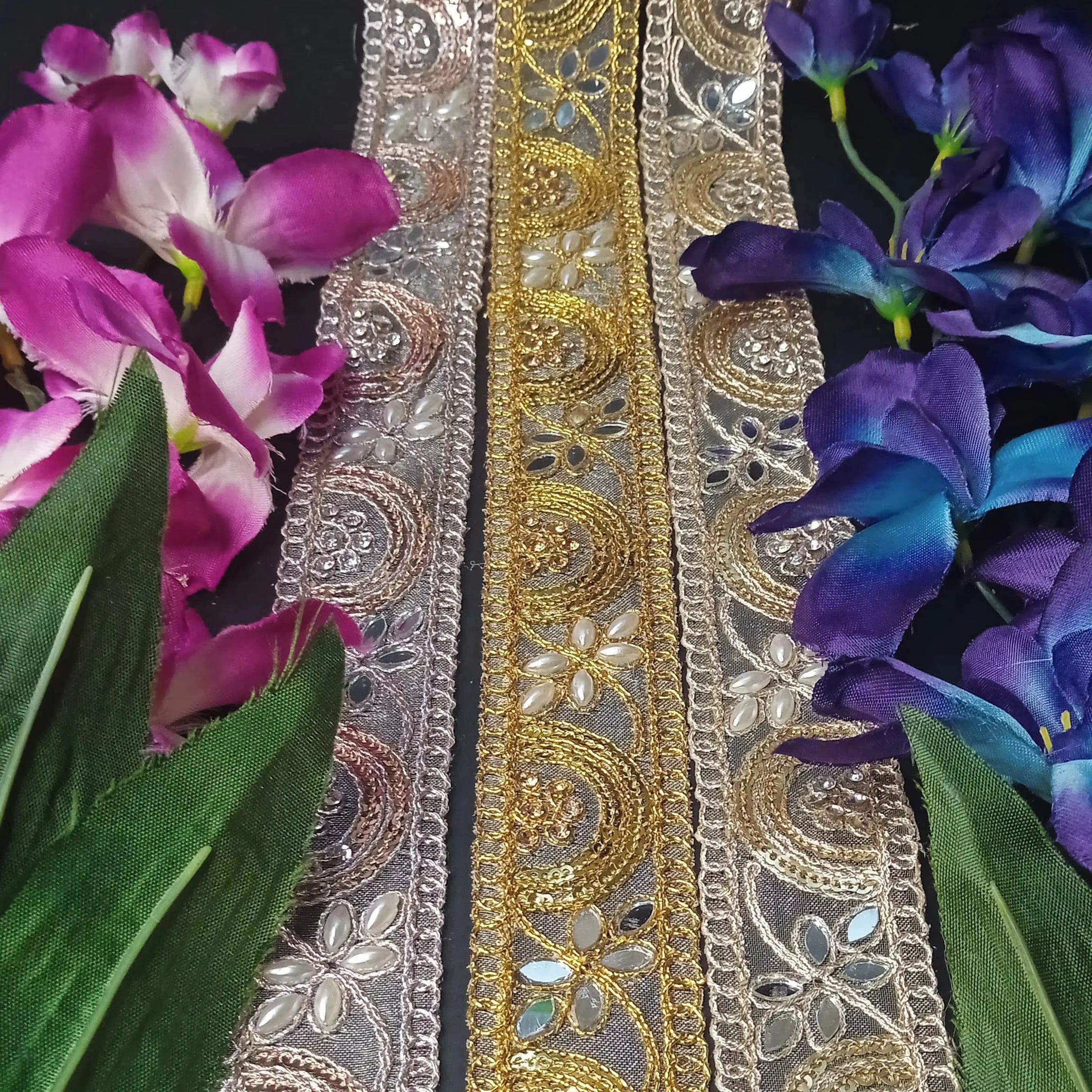 Luxury Mirror Lace Fabric with Intricate Embroidery  Fast Shipping Handcrafted Mirror Embroidery Lace  Ideal for Ethnic