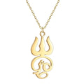 Stainless Steel Gold-tone Tamil Script Personalized Pendant Necklace Indian-style Jewelry.