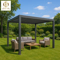 Customized Aluminum Louvered Pergola-Motorized Electric Sunshade with LED Lighting Waterproof for Balcony & Garden Use