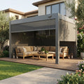 DIY Easy Assembly Freestanding Metal Pergola Kit Modern Backyard Shade Cover for Outdoor Living Space with Mosquito Net