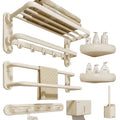 Aluminium Alloy Cream air Round Bath Towel Holder Perforation-free Bathroom Kit Wall-mounted Towel Holder Bathroom Storage Rack