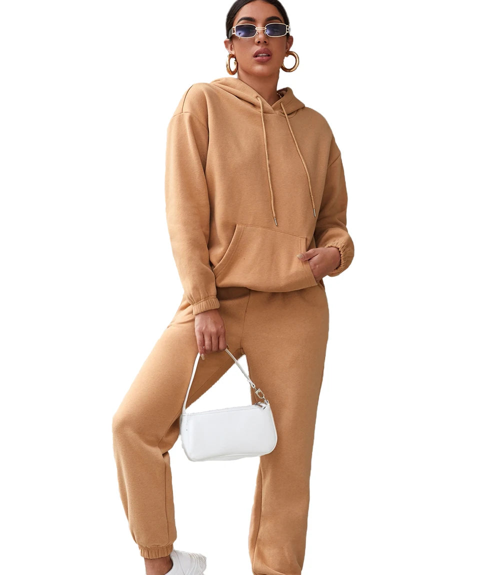 Custom Women's Winter Two-Piece Sweat Suit with Distressed Acid Wash Crop Jacket & Cargo Pants 100% Polyester Fleece