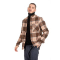 Men's Orange Plaid Cloth Shirt Jacket with Turtleneck Collar Breathable Fabric Imperio Shop Size S Over-Unique Style for Comfort