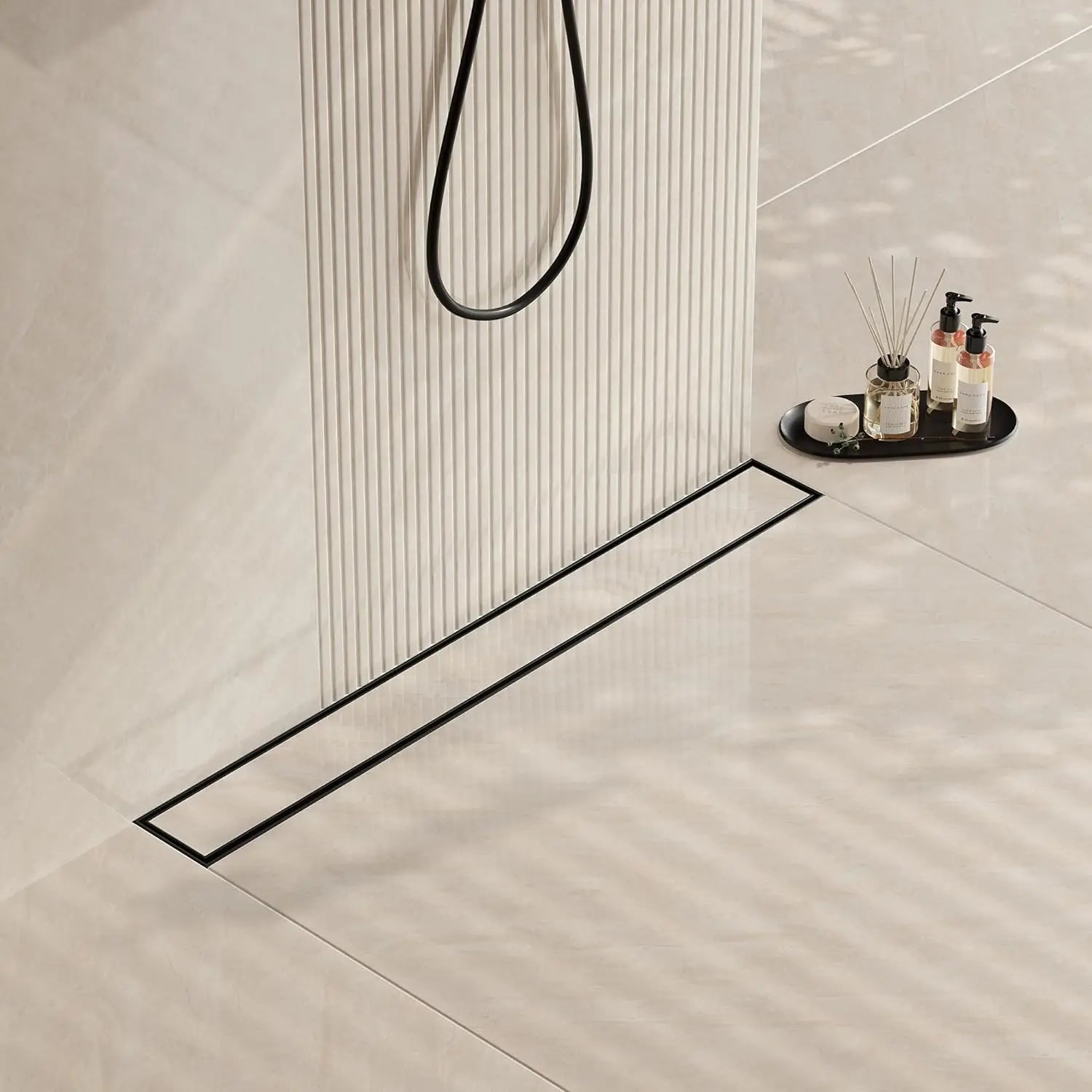 Tile Insert Invisible 24 Inch Black Stainless Steel Shower Drain with CUPC Certificate Supports USA Dropshipping