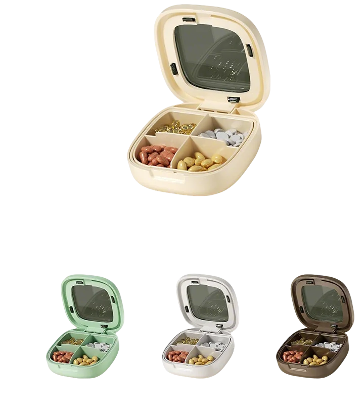 7-Day Portable Pill Organizer Leakproof Travel Pill Box with 4 Compartments Daily Use Food Grade PP Material Case