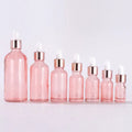 Wholesale Luxury 5ml 10ml 15ml 20ml 30ml 50ml 100ml Cosmetics Pink Pipette Essence Serum Dropper Glass Bottle With Rose Gold Cap