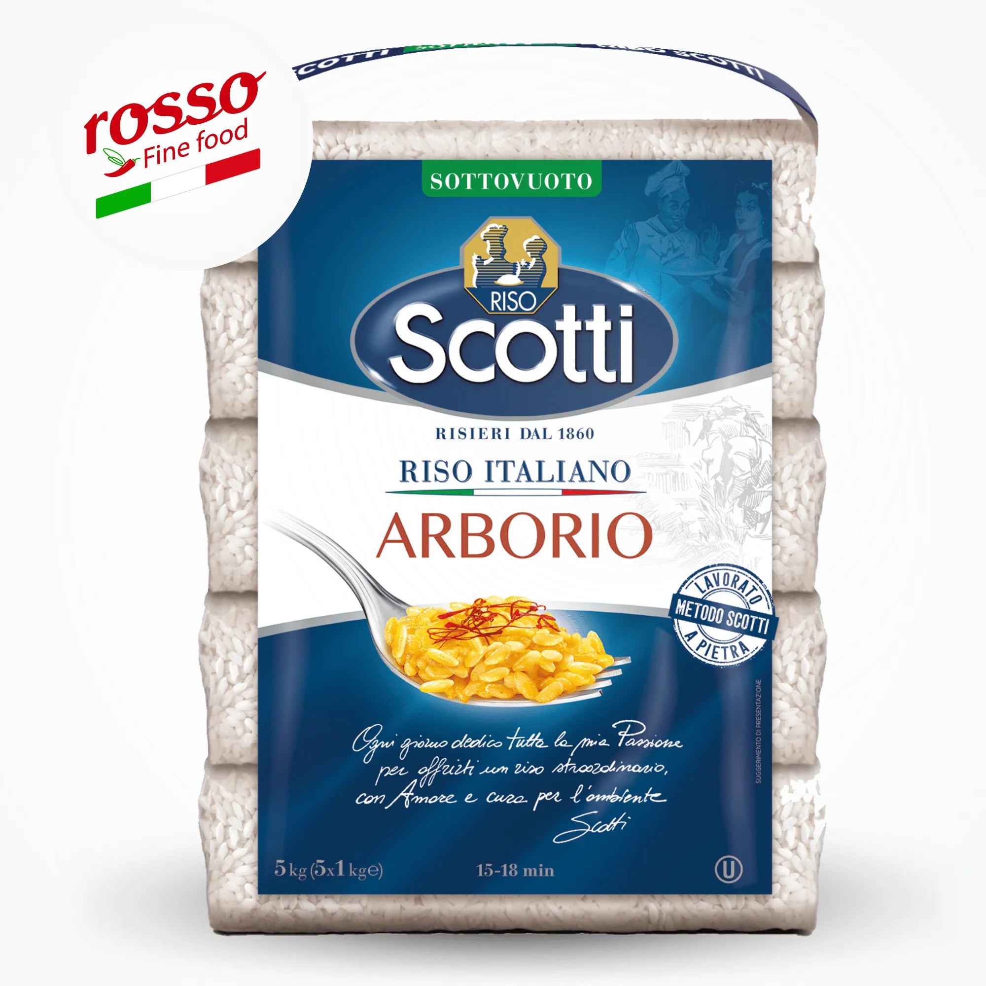 Authentic Italian Arborio Rice 5kg Premium Quality GMO Dried Soft for Risottos and Gourmet Dishes Made in Italy