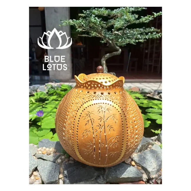 Experience Artistic Elegance: HIGH QUALITY BEST SELLING Decorative Carved Gourds. Eco-Friendly Globally - BLUE LOTUS