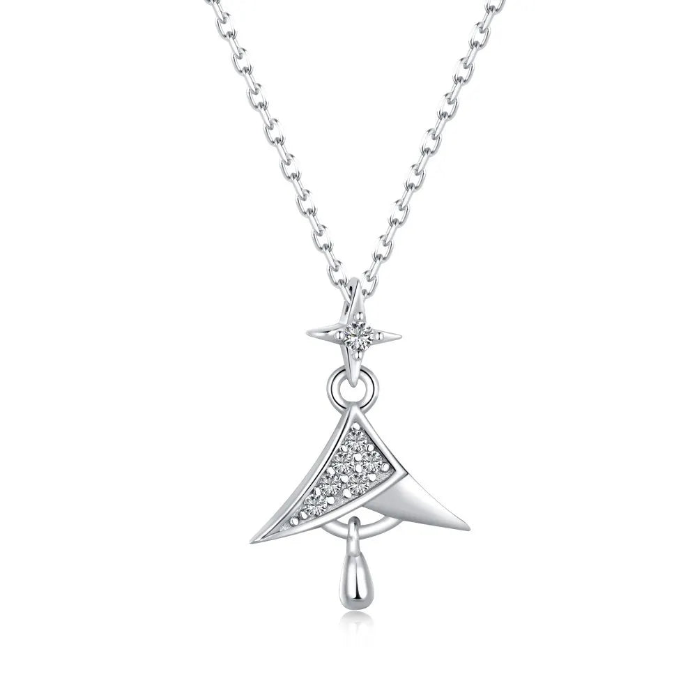 S925 Sterling Silver Necklace Female Chain Christmas Tree Necklace Chain for Women Womens Gold Jewelry