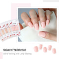 AIERFEI 24Pcs Square French Press on Nails Wholesale Nude Fake Nails Hot Selling Nail False Artificial Finger Nails MegaBDM