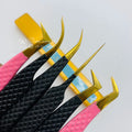 Hot Selling Pink & Black Lash Private Label Custom Sustainable Stainless Steel Hand Tested Volume Eyelash Extension Tweezer