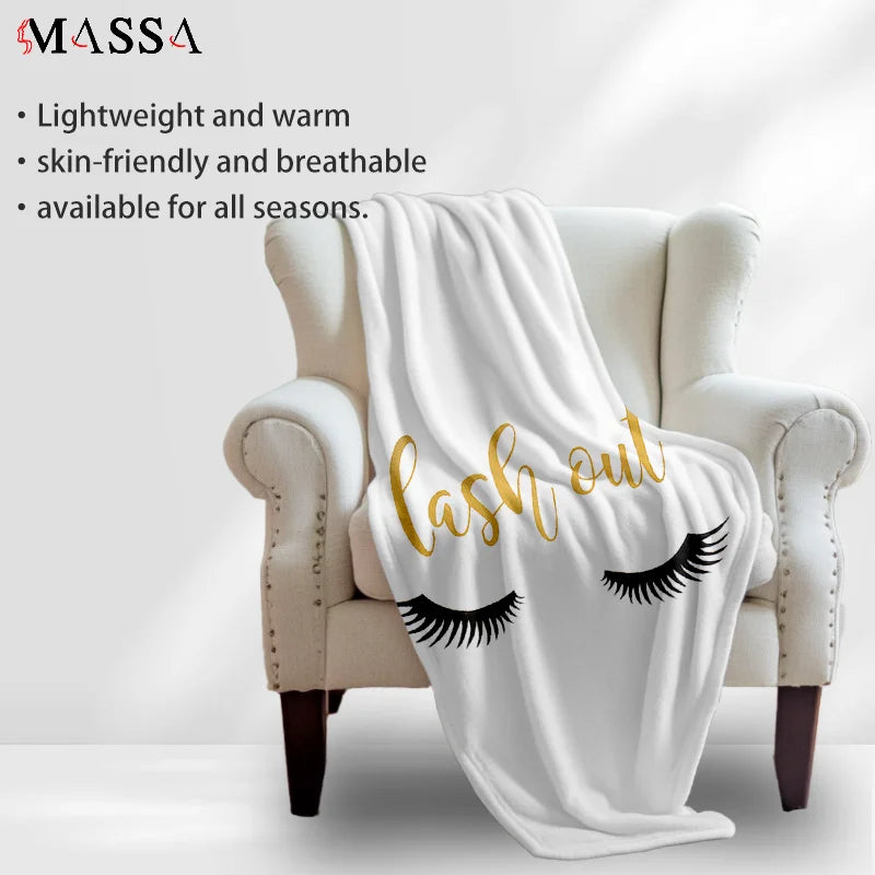 MASSA Sleepwish Modern Lash Blanket for Teen Girls Eyelashes Throw Blanket Cotton Bed Gift for Girls