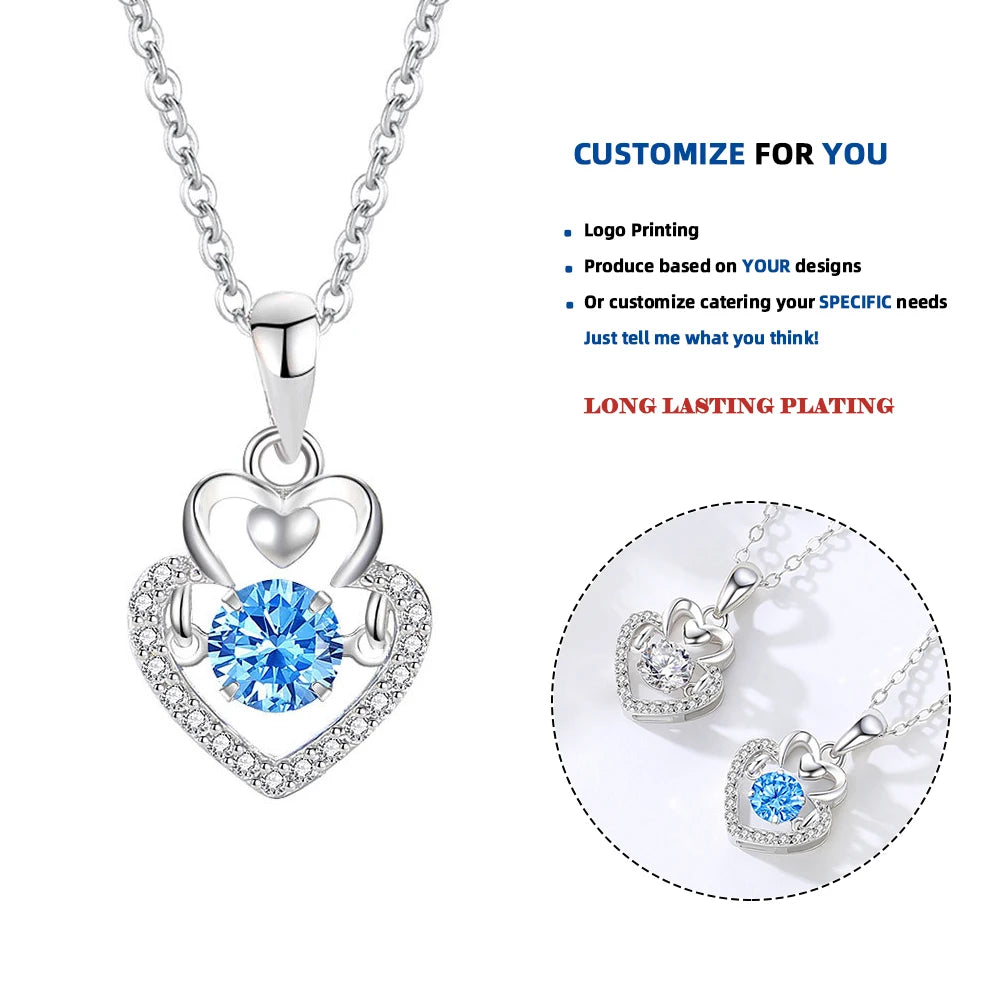 D651 Heart Pendant Pendant Necklace for Women 925 Sterling Silver Zircon Necklaces Jewelry for Mothers Day and Anniversaries