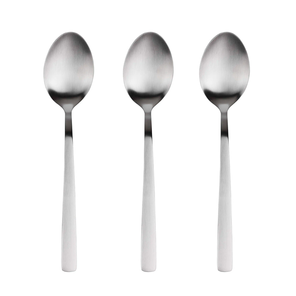 Set of 3 recycled stainless steel spoons matte root