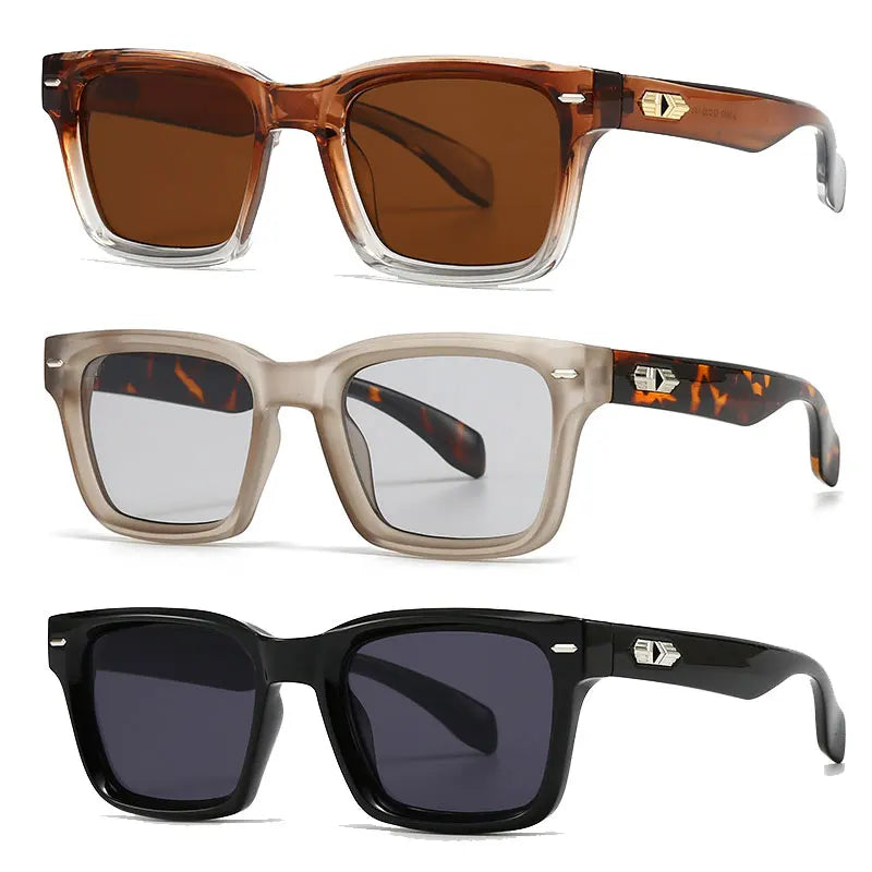 Custom Logo Retro Men Women Rivets Driving Sun Glasses UV400 Leopard Square Sunglasses Men Women MegaBDM
