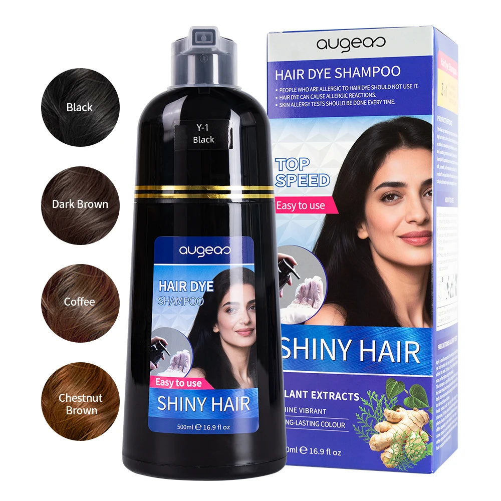 Wholesale Augeas Manufacturer Herbal No Ammonia Good Cover Gray Natural 3 in 1 Permanent Long Lasting Black Hair Dye Shampoo MegaBDM