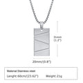 Unisex Titanium Steel Geometric Rectangular Pendant Necklace Classic Link Chain for Boys Featuring Personalized Engravings Gift