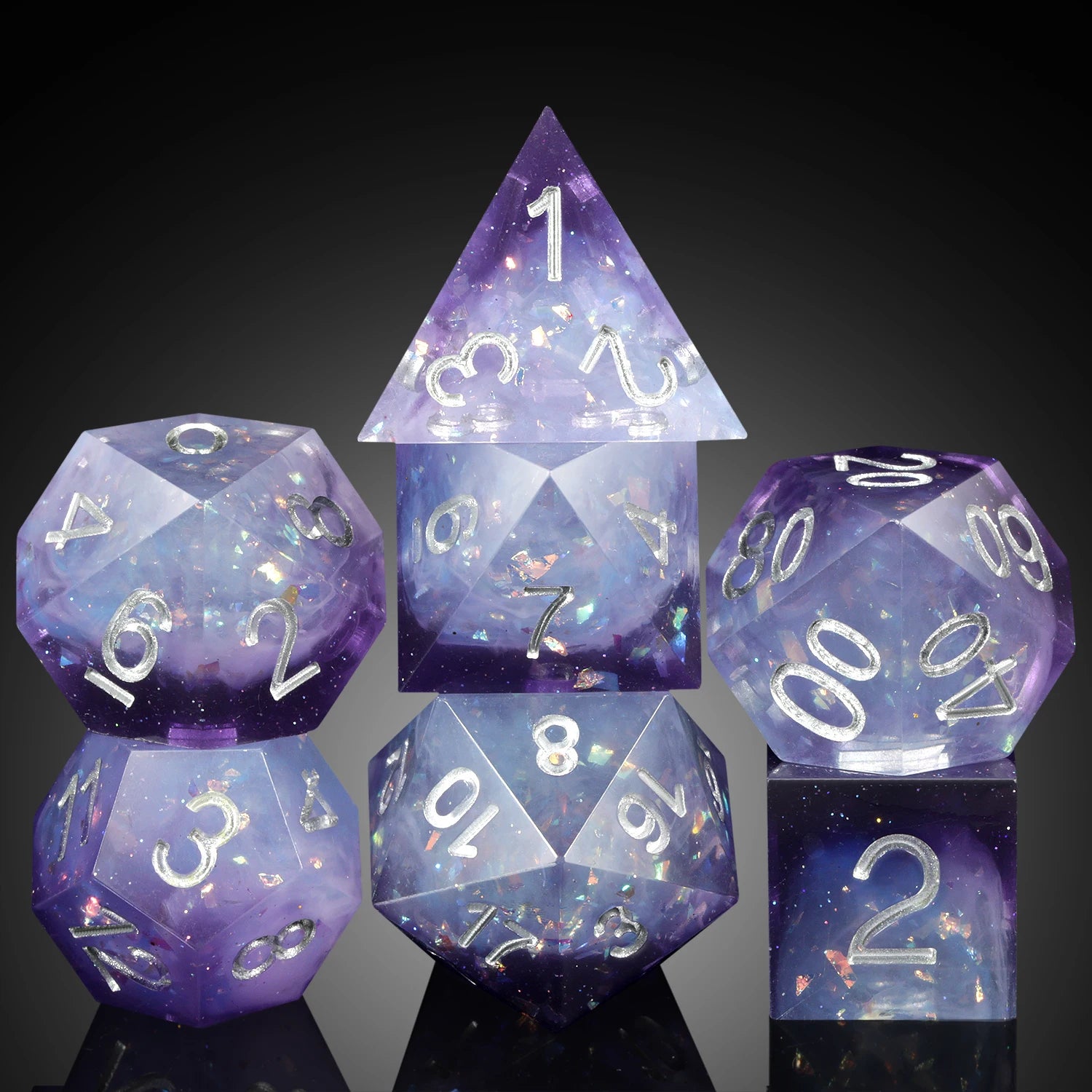 Wholesale DND Square Polyhedral Resin Dice Set with Sharp Edge and Metal Case for Role Playing Games