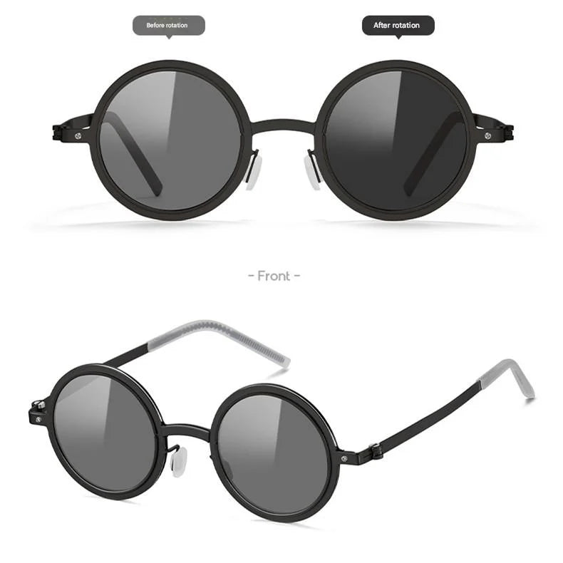 2025 Fashion Speed Dimming Round Diriving Sun Glasses UV400 Nd Filter Rotary Adjustable Polarized Sunglasses for Men Women