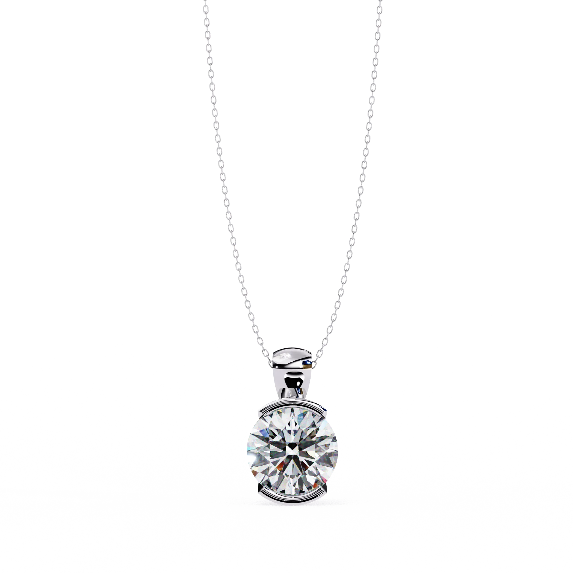 925 Sterling Silver Gold Plated Luxury IGI Certified Moon Shape Pendant Necklace with Round Brilliant Cut Moissanite for Women