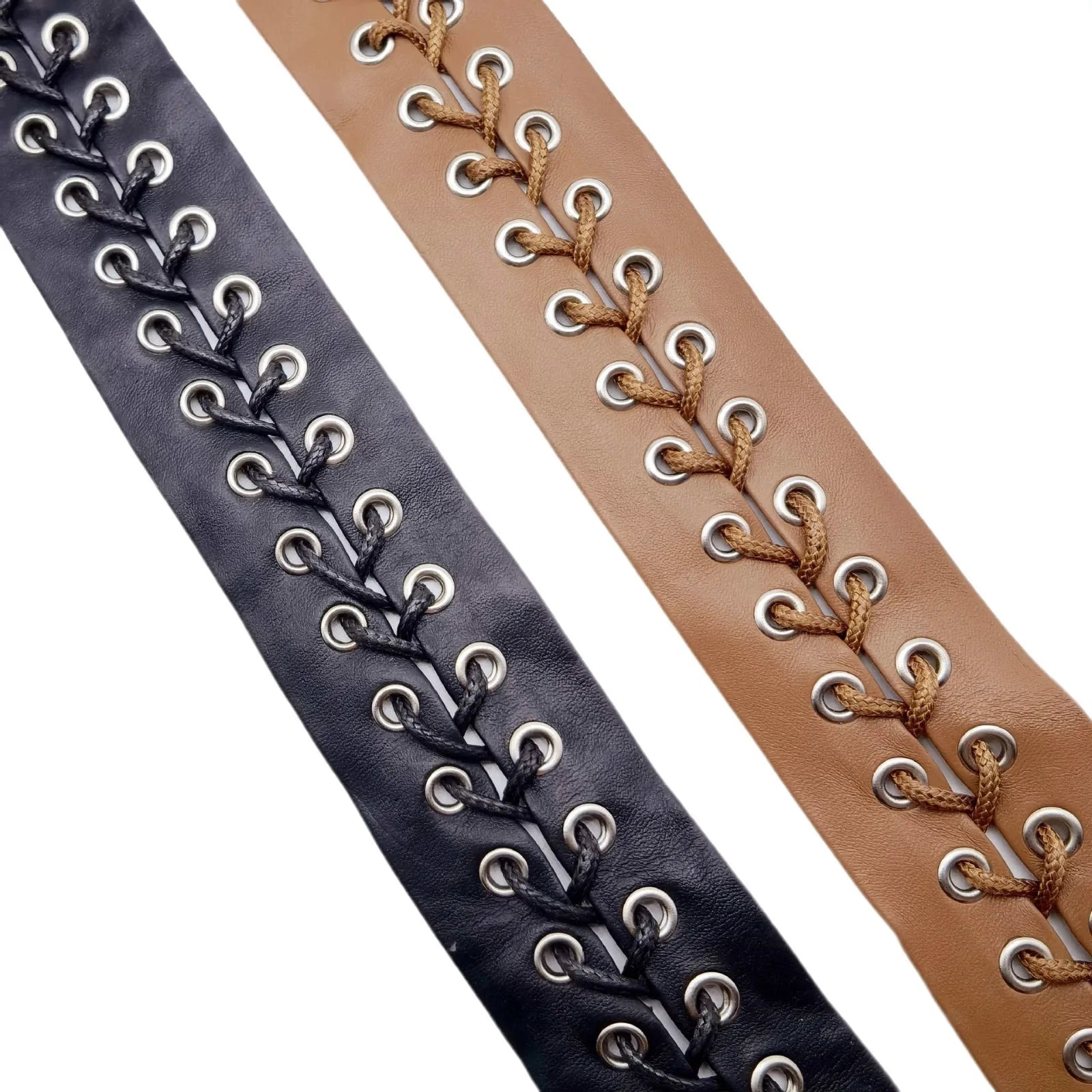 Retro Eyelet PU Leather Strip Braided Wax Rope Clothing Accessories