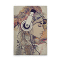 Made In Germany - Home Decor Canvas Picture Woman With Headphones - Wall Mural In Colourful And Cream - Stretcher Frame Art
