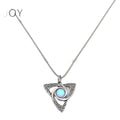 316L Stainless Steel Celtic Knot Amulet Natural Larimar Gemstone Viking Charm&Pendant Men Jewelry