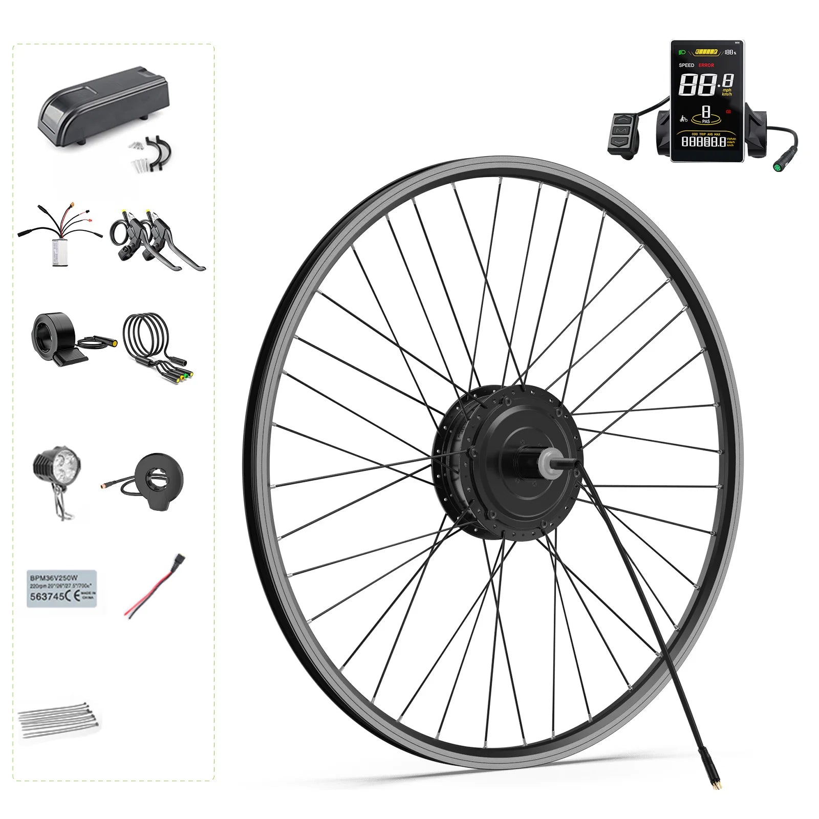 Bafang G020 48V 500W Rear Hub Motor with SW2-M58 LCD Display Thumb Throttle PAS Sensor Ebike Conversion Kit 26" 27.5" 700C