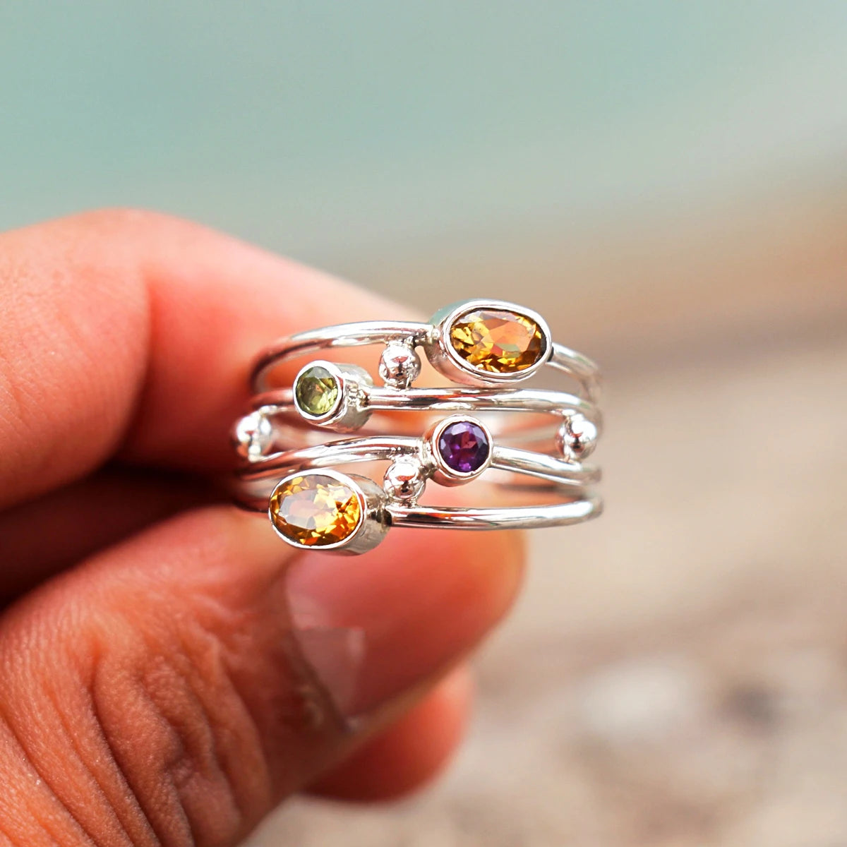 Brass Diamond Accented Plain Hollow Out Ring Bohemian Ethnic Style Unique Fashion Trendy Niche Jewelry