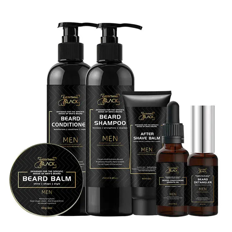 Custom Packaging Box Man Beard Oil Nourishing Smoothing Softening Facial Hair Beard Grooming Kit for Men Gift Set