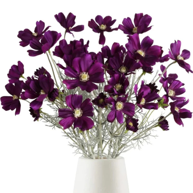 Artificial Silk Flowers Purple Cosmos Silk Flowers for Wedding Party Bouquet Kitchens Home Office Table Vase Decoration