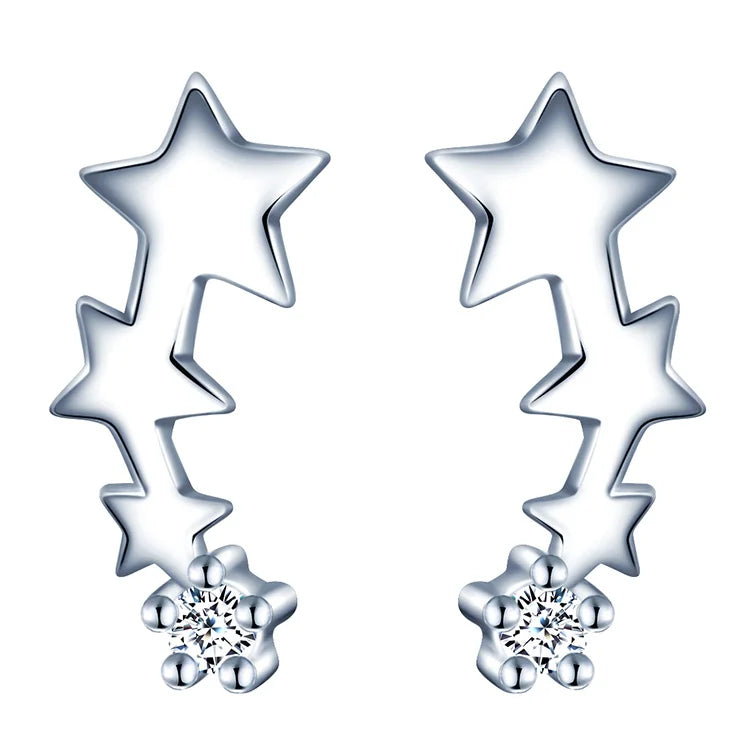 925 Sterling Silver Fashion New Design Hot Sale Women Silver Earrings Jewelry Star Shaped Earrings
