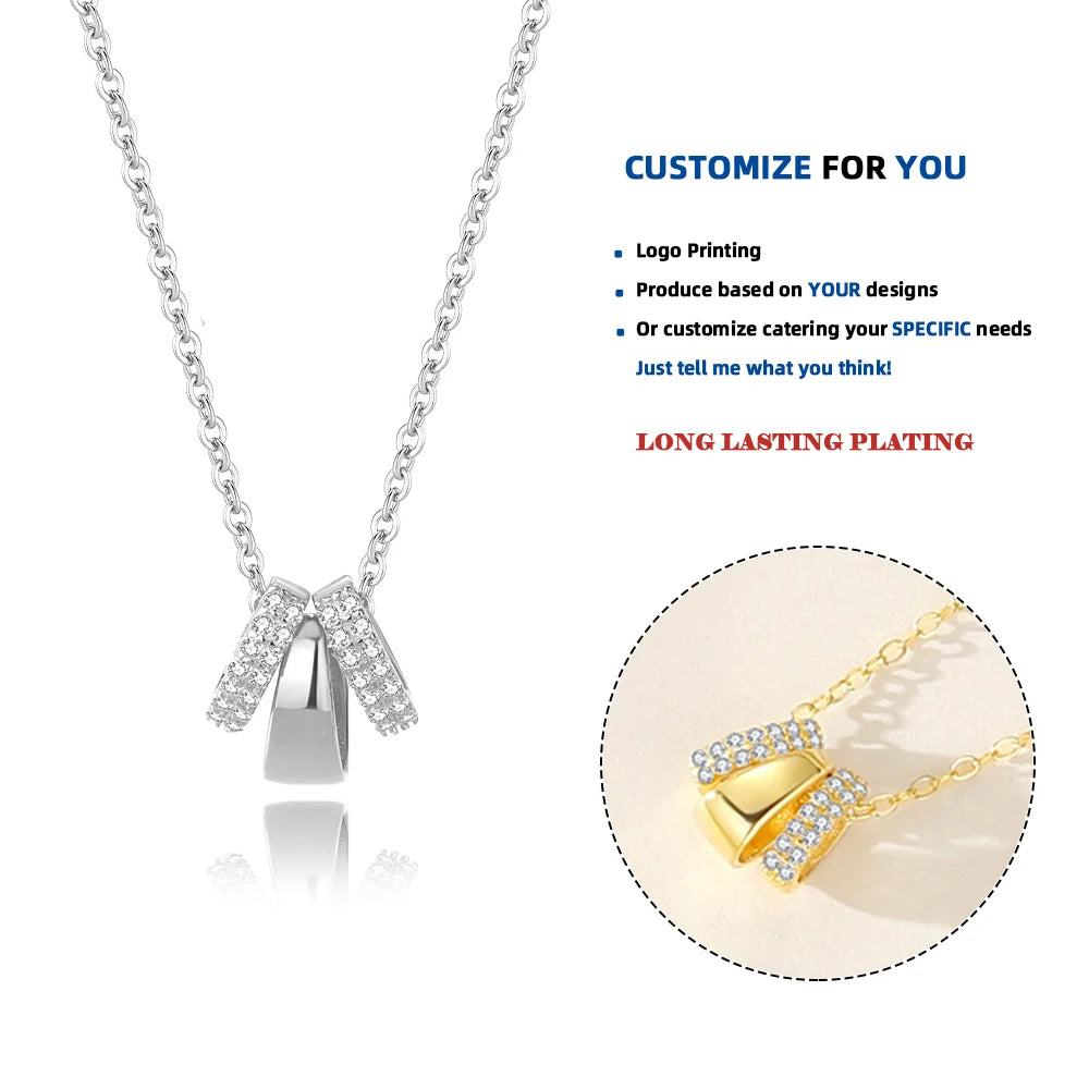 DY931 925 Sterling Silver Zircon Pendant Chain Light Crystal Necklace for Women Excellent Jewelry Collarbone Chain