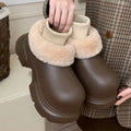 XIXITIAO RTS Cozy Waterproof Autumn/Winter Outdoor House Shoes for Women Plush Lining Fur Trim Soft Closed Toe Anti-Slip EVA