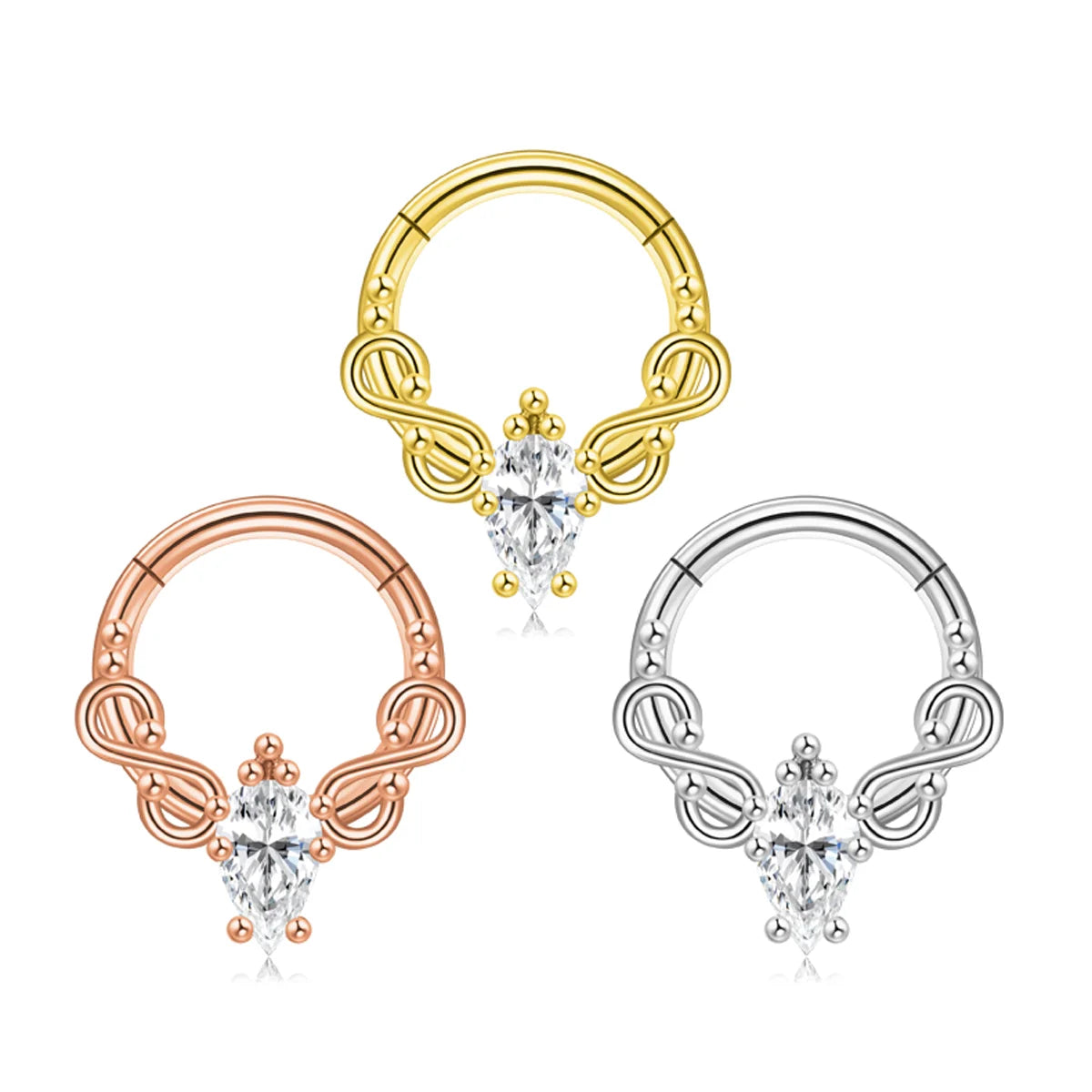 316L Surgical Stainless Steel Hinged Nose Piercing Jewelry Rings Septum Clicker Body Piercing Nose Rings for Women