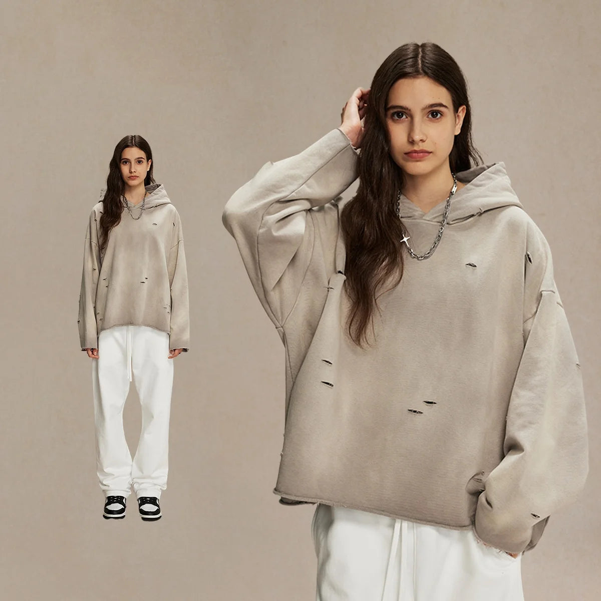 Heavy Weight Vintage Pullover Boxy Plain High Quality Streetwear Gym Fitness Oversized Custom Women's Hoodies Unisex
