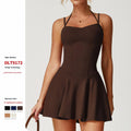 Lanyu Women's Tennis Sports Bodysuit & Jumpsuit Suspender Dress Anti-Running Pocket Front Logo Eco-Friendly 4-Way Stretch Fabric