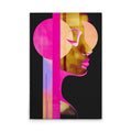 Made In Germany - Home Decor Canvas Picture Woman With Shapes - Wall Mural In Black And Pink - Canvas Picture On Stretcher Frame