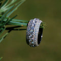 Custom Men's 925 Silver Eternity Band Ring Hip Hop Style Iced Moissanite & Dazzling Sparkly Diamond for Engagement & Wedding