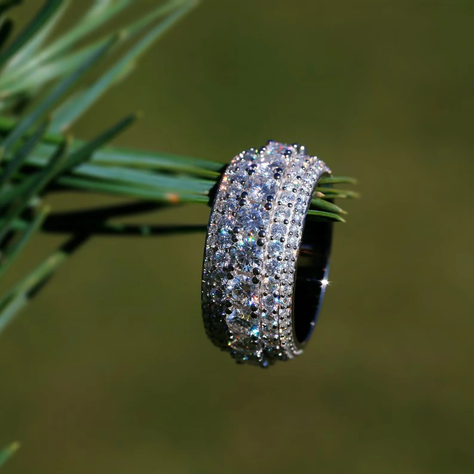 Custom Men's 925 Silver Eternity Band Ring Hip Hop Style Iced Moissanite & Dazzling Sparkly Diamond for Engagement & Wedding