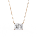 White Lab Grown CVD Diamonds Radiant Cut E VS1 IGI Certified 14K Gold Plated Luxury East West Diamond Pendant with Chain