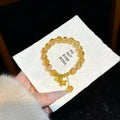Natural 9mm Yellow Citrine Fashion Trend Bracelet Horse Charm DIY Elastic Beaded Wealth Crystal Healing Gemstone Women Men Gift