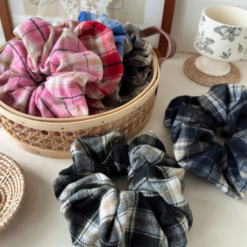 Winter and autumn Plaid Scrunchies for Women Girls Plaid Hair Ties Cotton Scrunche Scrunchy Ponytail Holders Hair Accessories