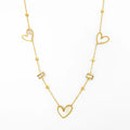 Latest 18K Gold Plated Stainless Steel Jewelry White Shell Heart  Zircon CZ Charm Collarbone Chain for Women Necklace P243478