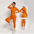 Cross-Border EU/US Women's Solid Ruffled Collar Yoga Outfit-Long-Sleeve Zip Activewear Yoga Top & Pants Set