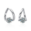 XKZ007 New 925 Sterling Silver Round Moissanite Earrings Simple Geometric Design Engagement Jewelry Gift for Women