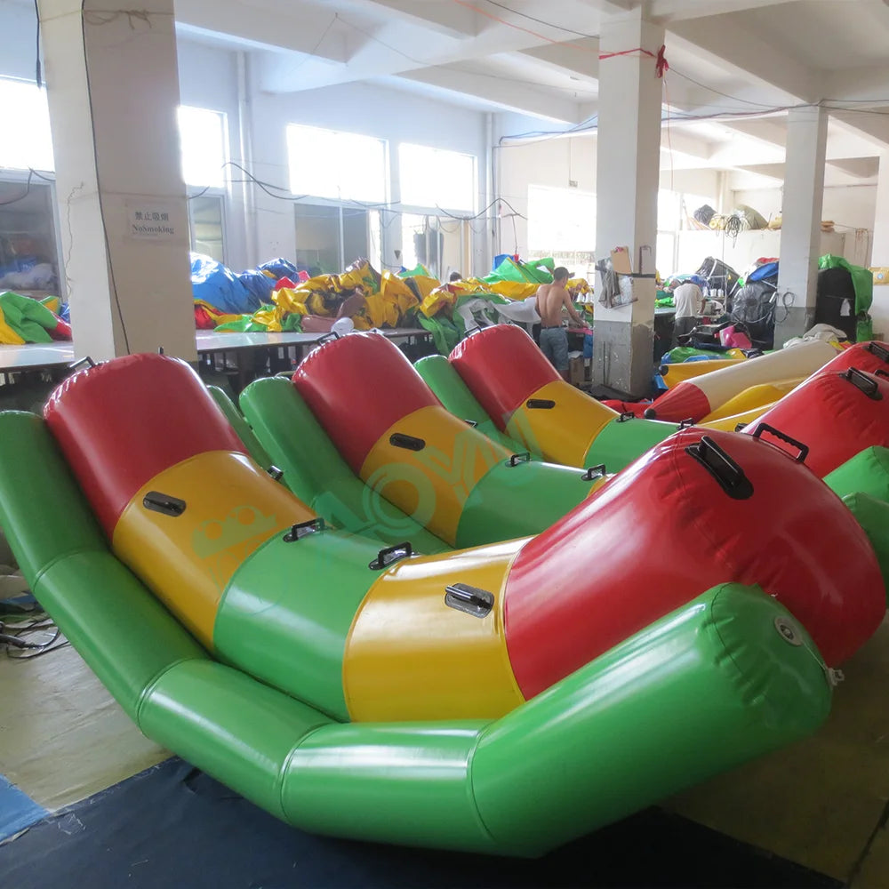 AOYU Comercial Crazy Inflatable Totter Rocker Play Giant Water Amusement Park Toy Equipment Rider See-saw Tube Flying Games