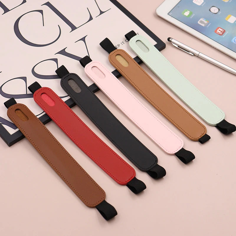 Durable PU Leather Pen Organizer Adjustable Stretch Pencil Case Portable Pen Holder Notebook Tablet Journal School & Office Use