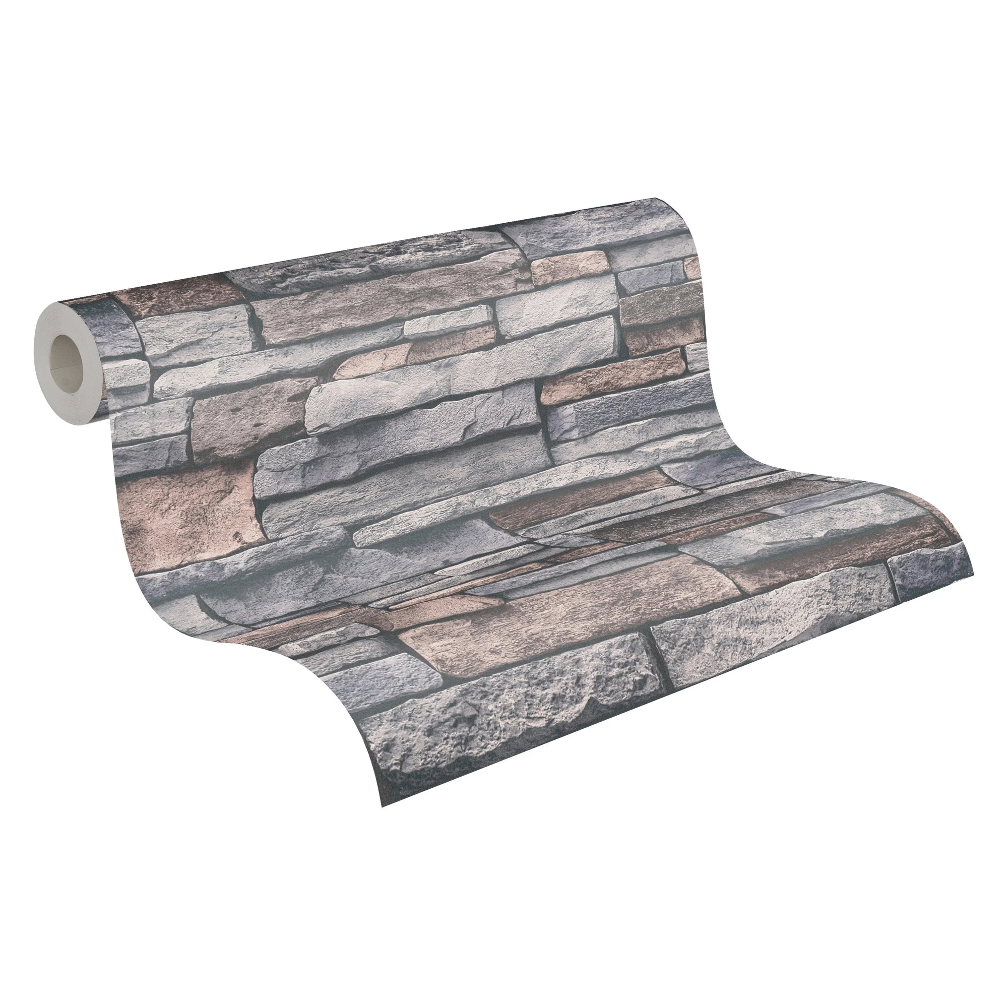 Made in Germany - Wallpaper rolls Stone Grey Beige Brown - Non Woven Vinyl - Wallpaper Stone Look for Walls - 1005 x 053 m