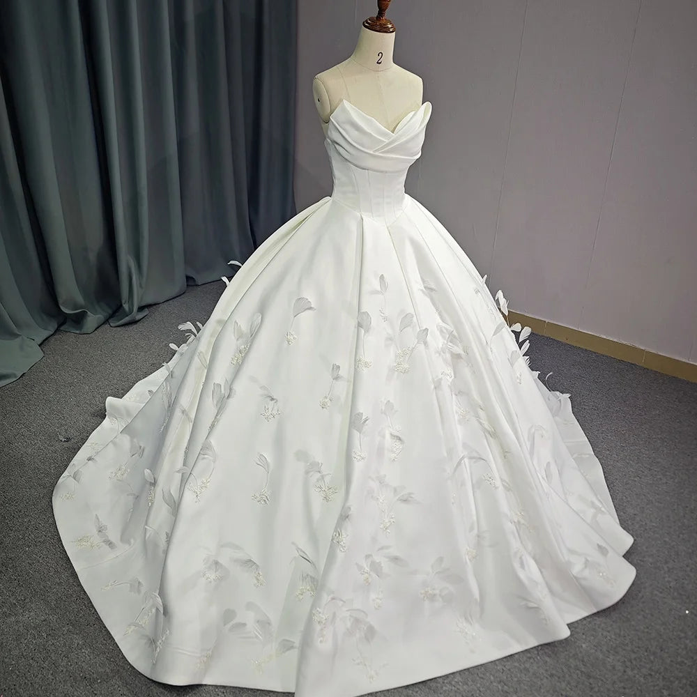 Jancember 1205 Gorgeous Feather Sleeveless Ball Gown Women's Wedding Dresses